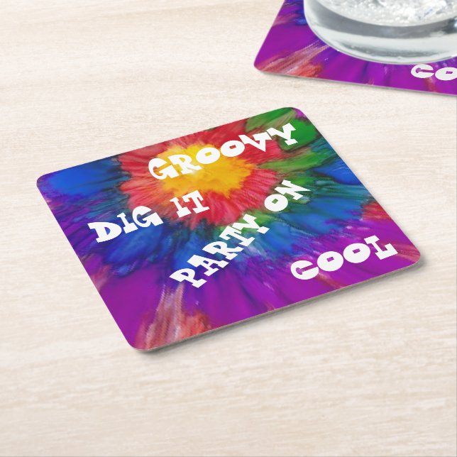 1960's Style Square Colourful Paper Coaster (Angled)