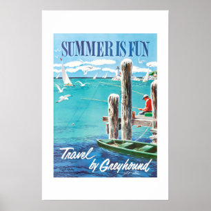 1960s Summer is Fun Seasonal Travel Poster