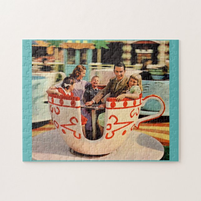 1960s teacup ride at the amusement park jigsaw puzzle (Horizontal)