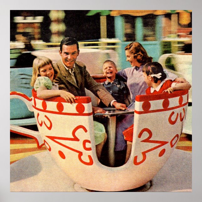1960s teacup ride at the amusement park poster (Front)