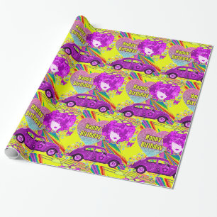 1960's Theme Groovy Girl Party Birthday Wrapping Paper