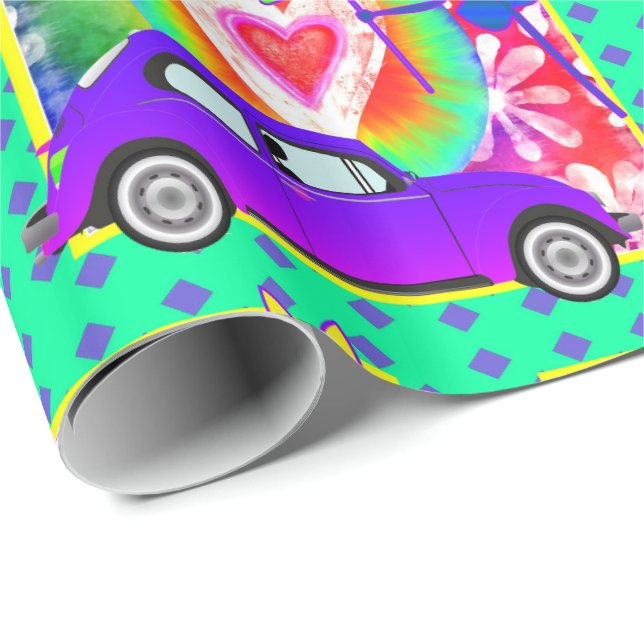 1960's Theme Tie Dye Happy Birthday Wrapping Paper (Roll Corner)
