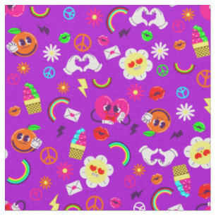 1960s valentines peace sign groovy rainbow fabric