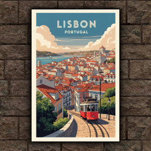 1960s Vintage Lisbon, Portugal Travel Poster