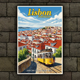 1960s Vintage Lisbon, Portugal Travel Poster