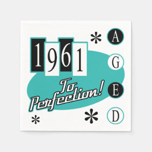 1961 60th Birthday Mid Century Modern Napkin