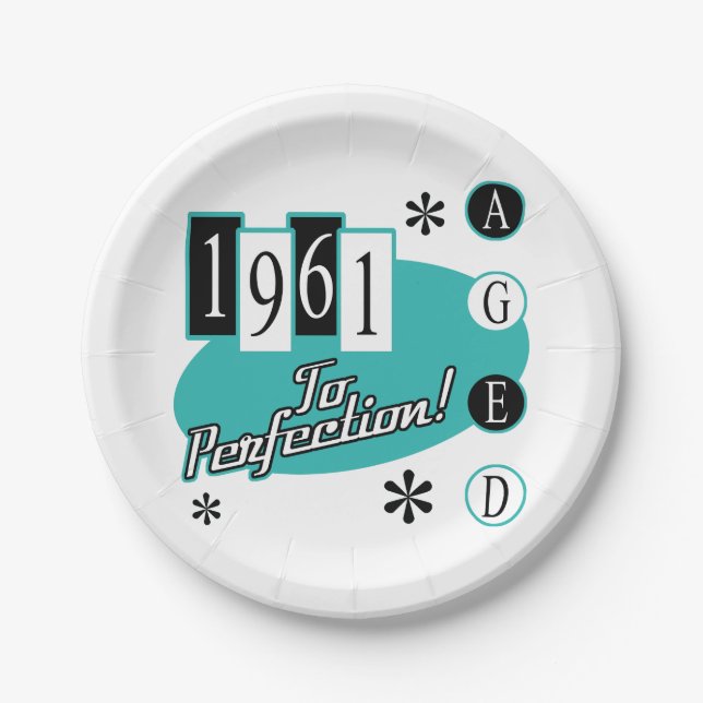 1961 60th Birthday Mid Century Modern Paper Plate (Front)