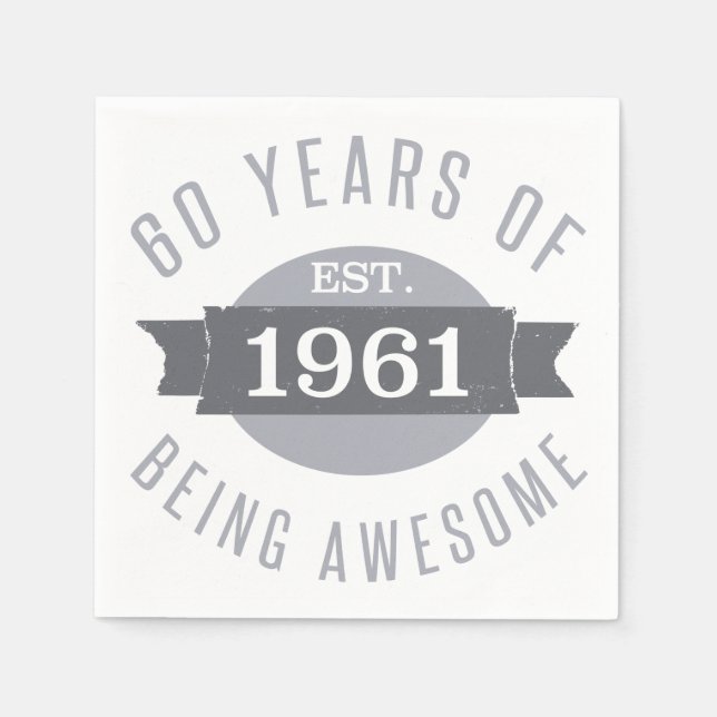 1961 Funny 60th Birthday Awesome Napkin (Front)