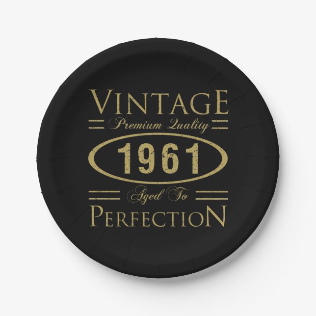 1961 Premium Quality 60th Birthday Paper Plate (Front)