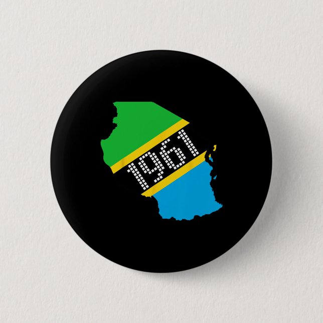 1961 Tanzania Flag Independence Day  2 Inch Round Button (Front)