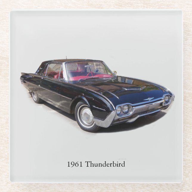 1961 Thunderbird glass coaster (Front)