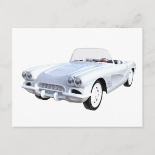 1961 White Corvette Postcard