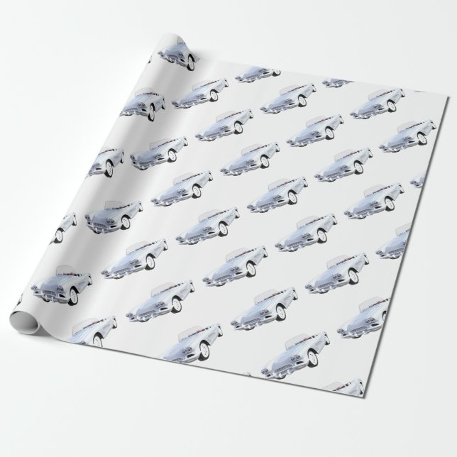 1961 White Corvette Wrapping Paper (Unrolled)
