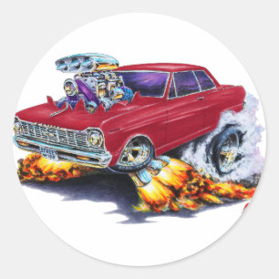1962-65 Nova Maroon Car Classic Round Sticker