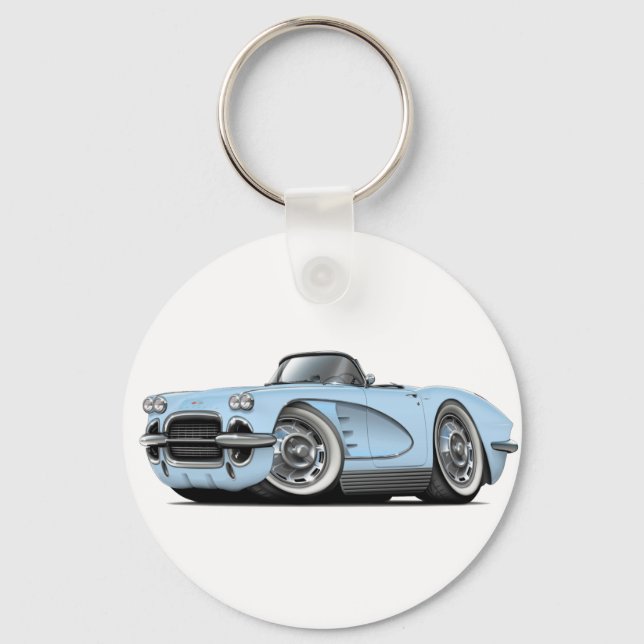 1962 Corvette Lt Blue Convertible Keychain (Front)