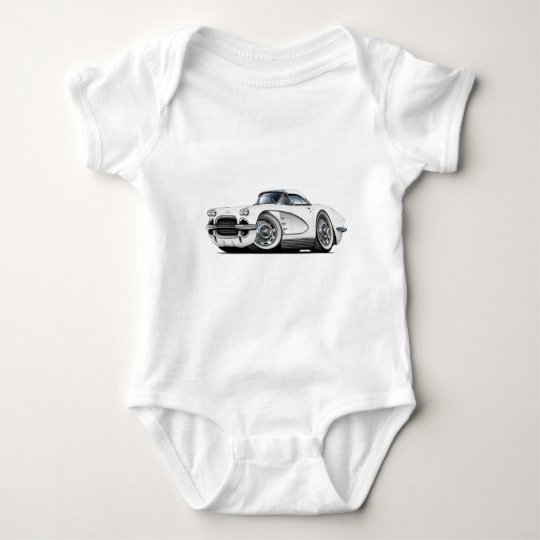 1962 Corvette White Car Baby Bodysuit
