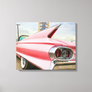1962 pink cadillac convertible canvas print