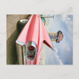 1962 pink cadillac convertible postcard