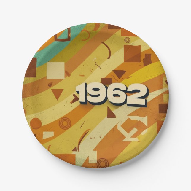 1962 - Retro Vintage 60s Geometric Design - Paper Plate (Front)