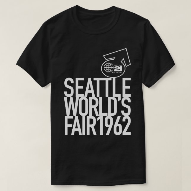 1962 Seattle Worlds Fair Block White T-Shirt (Design Front)