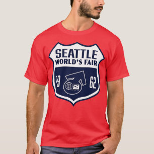 1962 Seattle Worlds Fair Retro Shield White on Blu T-Shirt