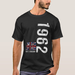 1962 United Kingdom With Flag Birthday T-Shirt