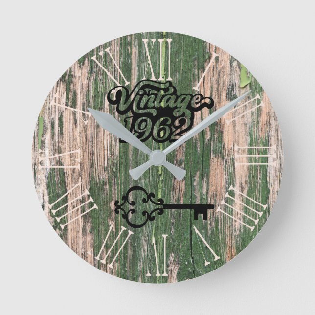 1962 Vintage old wood Round Clock (Front)