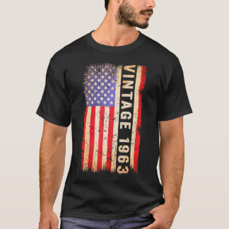 1963 American Flag 60 Year Old 60Th Birthday T-Shirt