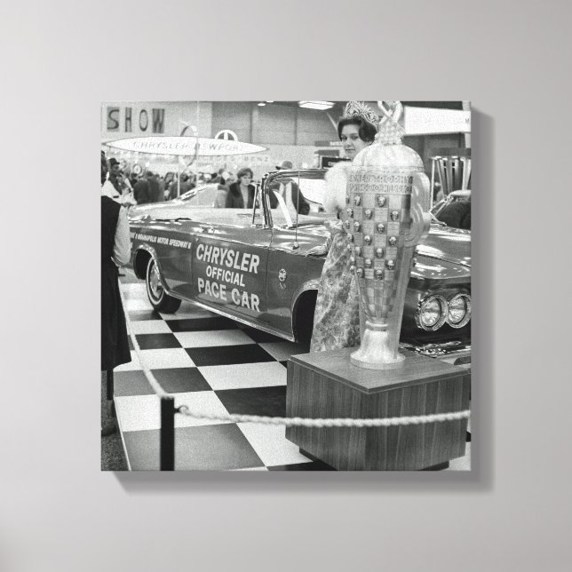 1963 Chicago Auto Show Chrysler Pace Car Woman Canvas Print (Front)