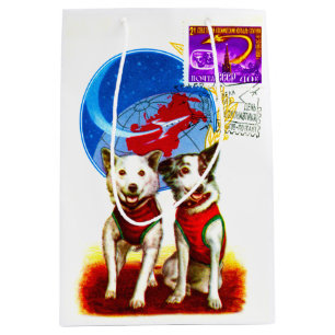 1963 DOG ASTRONAUTS BELKA AND STRELKA MEDIUM GIFT BAG