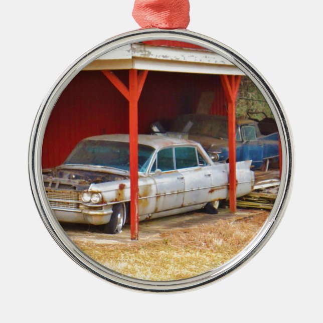 1963 Silver Sadan deville Metal Ornament (Front)