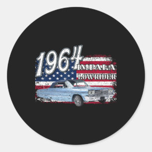 1964 64 Impala Lowrider Ss 4th Of July American Classic Round Sticker