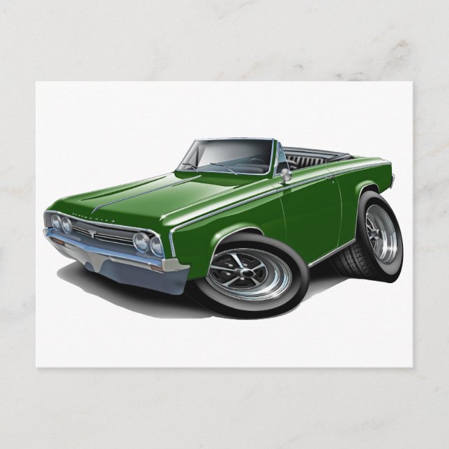 1964-65 Cutlass Green Convertible Postcard (Front)