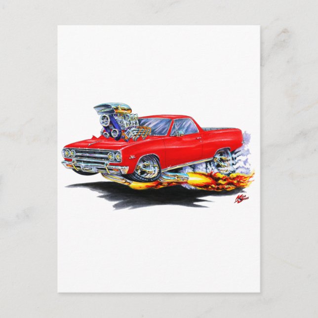 1964-65 El Camino Red Truck Postcard (Front)