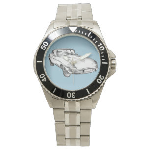 1964 Jaguar XKE Antique Sports Car Illustration Watch