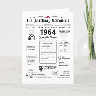 1964 L'Année De Votre Naissance Carte D'Anniversai