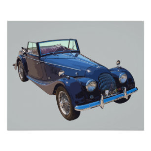 1964 Morgan Plus 4 Convertible Sports Car Poster