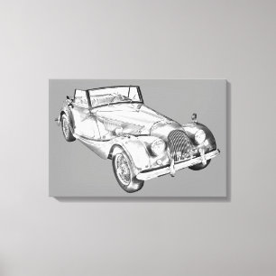 1964 Morgan Plus 4 Sports Car Illustration Canvas Print