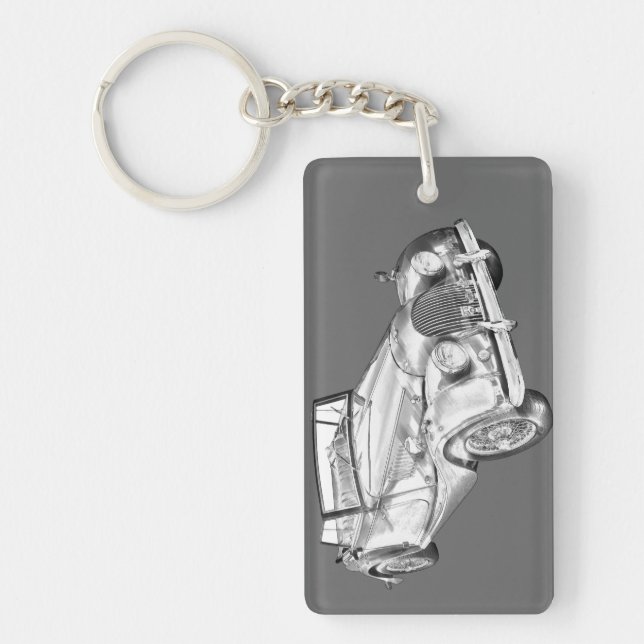 1964 Morgan Plus 4 Sports Car Illustration Keychain (Front)