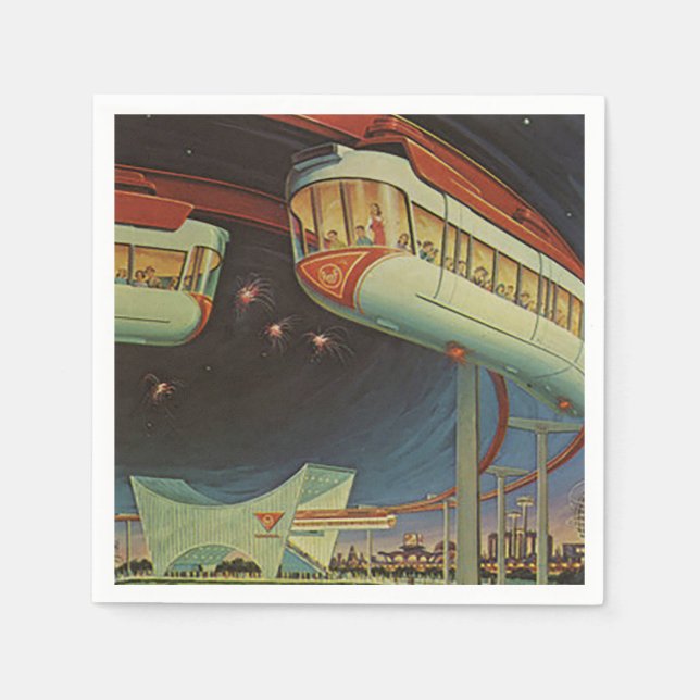 1964 New York World's Fair Monorail  Napkin (Front)