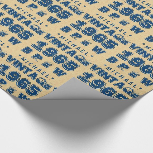 1965 50th or Any Birthday VINTAGE BREW Gold J30CZ Wrapping Paper (Corner)