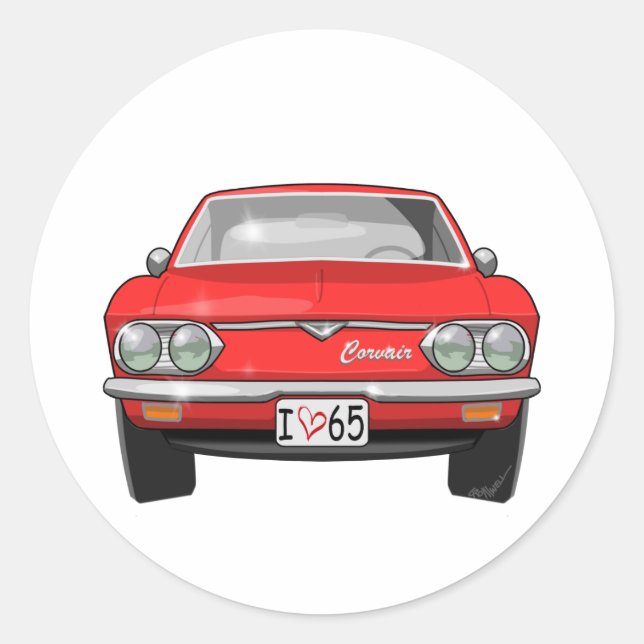 1965 Chevrolet Corvair Front View Classic Round Sticker (Front)