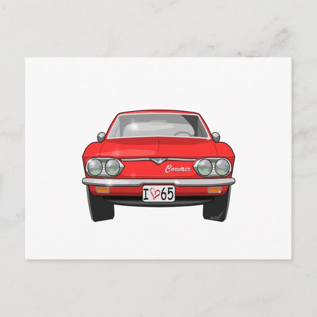 1965 Chevrolet Corvair Front View Postcard (Front)