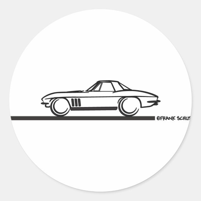 1965 Corvette Stingray Hardtop BLK Classic Round Sticker (Front)