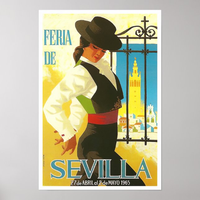 1965 Feria de Sevilla vintage travel Poster (Front)