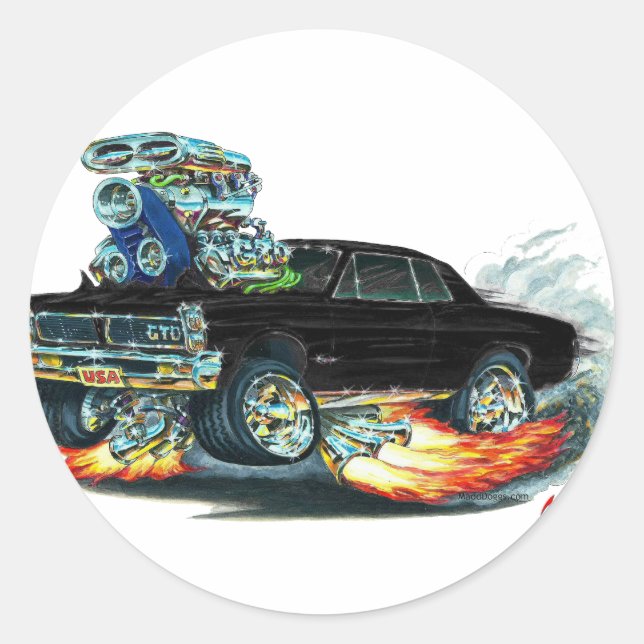 1965 GTO Black Car Classic Round Sticker (Front)