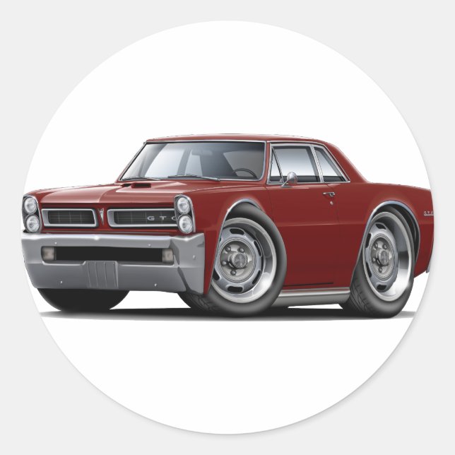 1965 GTO Maroon Car Classic Round Sticker (Front)