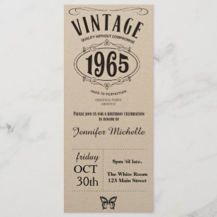 1965 invitations vintages d'anniversaire