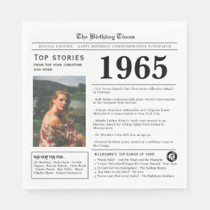 1965 Newspaper Birthday Trivia Napkin