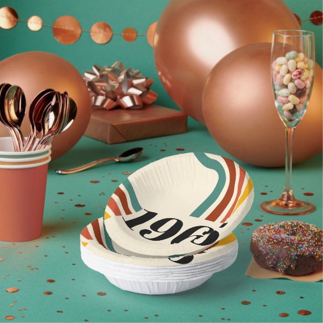 1965 Retro Stripe Vintage Poster Paper Plate (Multi)